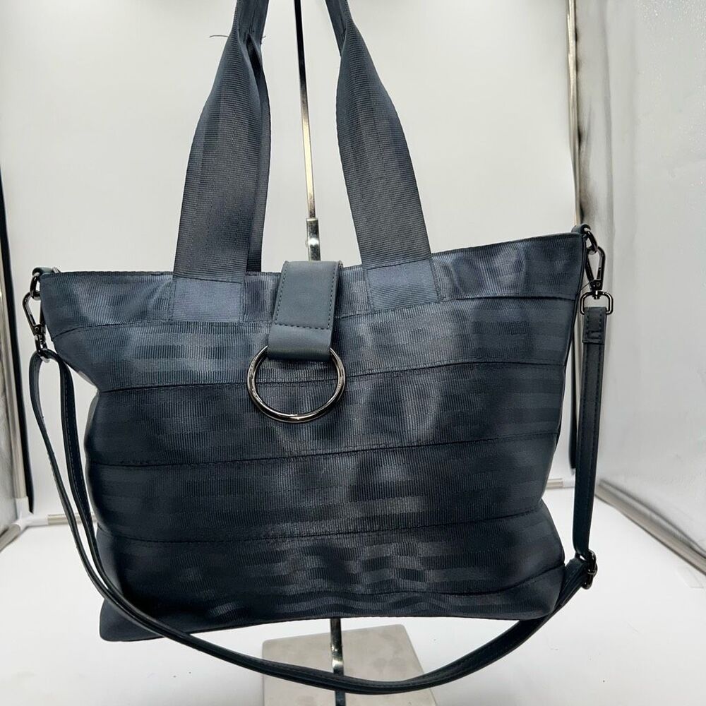 MarlaWynne Black Striped Tote with Ring Accent
